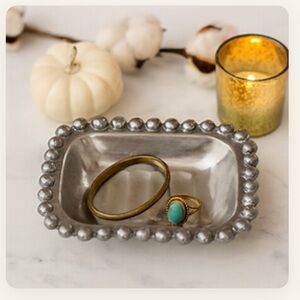 Beaded Pewter Trinket Tray – Handmade in India